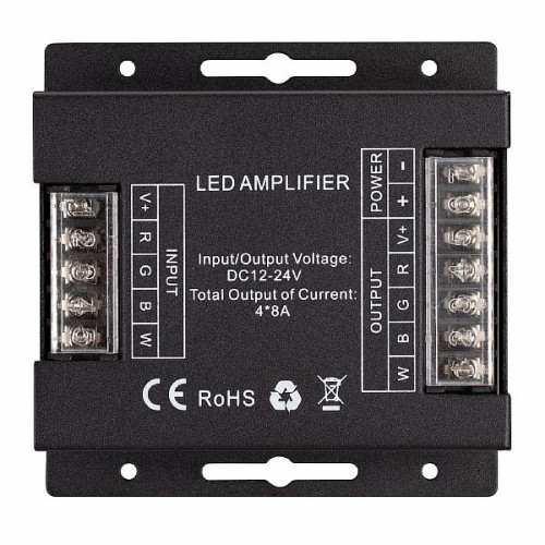 Усилитель ARL-5022-RGBW (12-24V, 4x8A, 384-768W) (Arlight, IP20 Металл, 3 года)