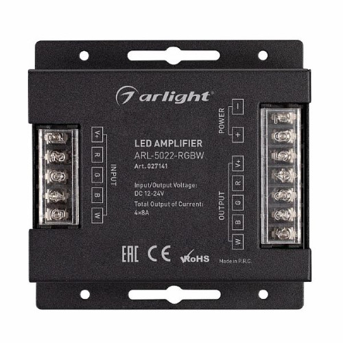 Усилитель ARL-5022-RGBW (12-24V, 4x8A, 384-768W) (Arlight, IP20 Металл, 3 года)
