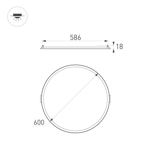 Светильник DL-EDGE-R600-50W Warm3000 (WH, 115 deg, 230V) (Arlight, IP40 Металл, 3 года)