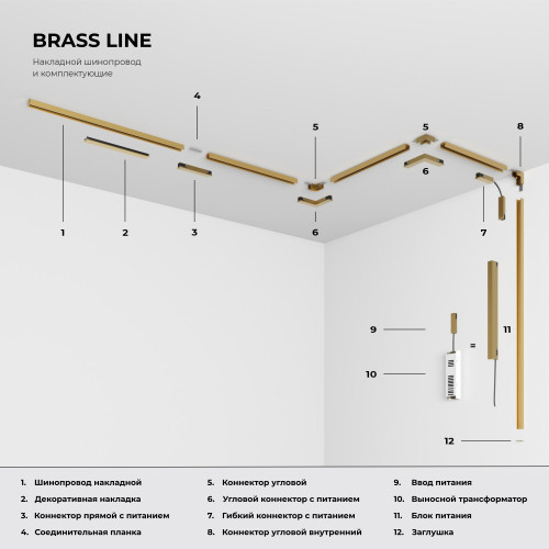 Brass Line Коннектор угловой внутренний для накладного шинопровода латунь 85225/00