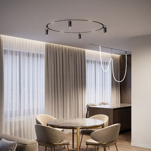 Slim Magnetic Трековый светильник для радиусного шинопровода 12W 4200K Comfi чёрный Ø 1200мм 85189/01