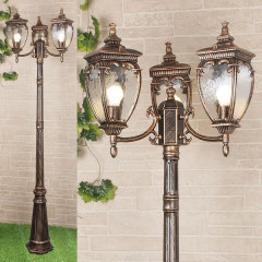 Andromeda F/3 черное золото уличный трехрожковый светильник на столбе IP44 GLYF-8024F/3