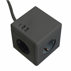 HM10-41-01 Удлинитель 3-местный с/з, 3x1мм2, 1.5м, 250В, 16А, 2USB+1С, 5V 3,1А, серия Comfort, черный , 49657