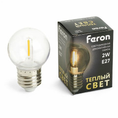 Лампа светодиодная Feron LB-383 Шарик прозрачный E27 2W 230V 2700K , 48931