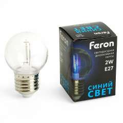 Лампа светодиодная Feron LB-383 Шарик прозрачный E27 2W 230V синий , 48934