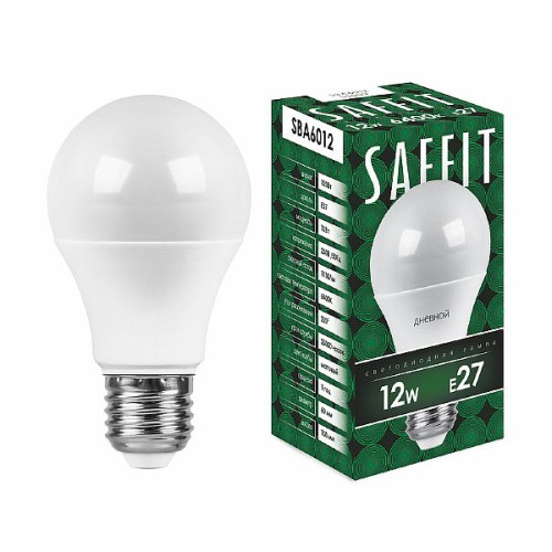 Лампа светодиодная SAFFIT SBA6012 Шар E27 12W 6400K , 55009