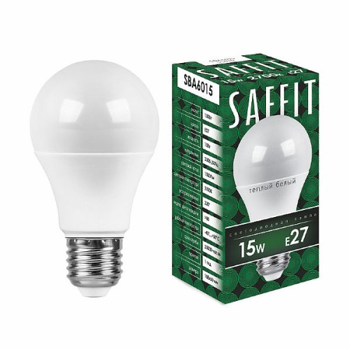 Лампа светодиодная SAFFIT SBA6015 Шар E27 15W 2700K , 55010
