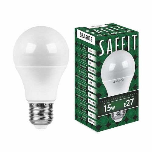 Лампа светодиодная SAFFIT SBA6015 Шар E27 15W 6400K , 55012