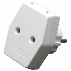 Разветвитель сетевой 3-местный компактный б/з STEKKER ADP10-16-20, 250В, 10A, IP20, белый , 39006