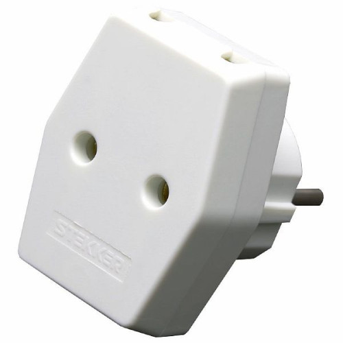 Разветвитель сетевой 3-местный компактный б/з STEKKER ADP10-16-20, 250В, 10A, IP20, белый , 39006