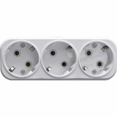 Разветвитель сетевой 3-местный с/з STEKKER ADP16-23-20, 250V, 16A, ABS пластик, белый , 39024