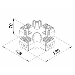 Х-образный алюминиевый соединитель профиля 7050 серый