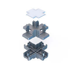 Х-образный алюминиевый соединитель профиля 7050 серый