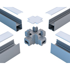 Х-образный алюминиевый соединитель профиля 7050 серый