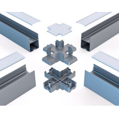 Х-образный алюминиевый соединитель профиля 7050 серый