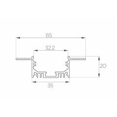 Профиль алюминиевый под шпаклевку LC-LPSH-2065-2 Anod
