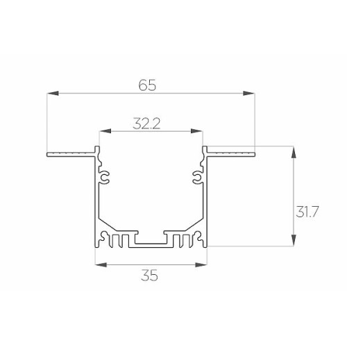 Профиль алюминиевый под шпаклевку LC-LPSH-3265-2 Anod