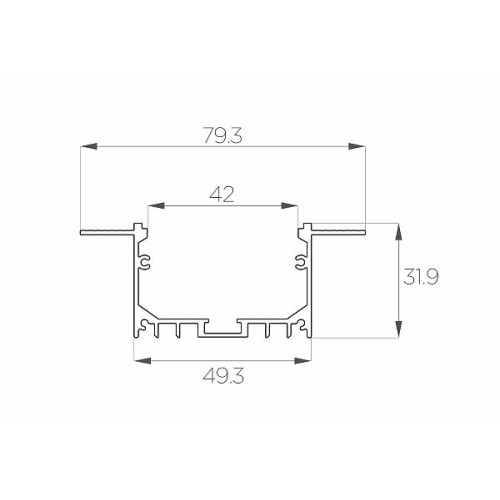 Профиль алюминиевый под шпаклевку LC-LPSH-3280-2 Anod