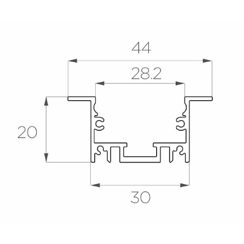 Профиль врезной алюминиевый LC-LPV-2044-2 Anod