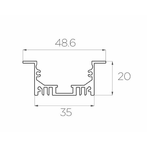 Профиль врезной алюминиевый LC-LPV-2050-2 Anod