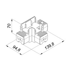 Т-образный алюминиевый соединитель профиля 7050 серый