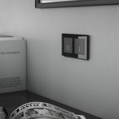 W4520008/ Сенсорный выключатель двухклавишный с подсветкой 1000 Вт (черный) W4520008