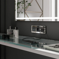 W4520008/ Сенсорный выключатель двухклавишный с подсветкой 1000 Вт (черный) W4520008