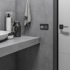 W4520008/ Сенсорный выключатель двухклавишный с подсветкой 1000 Вт (черный) W4520008