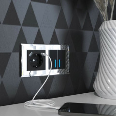 W4520008/ Сенсорный выключатель двухклавишный с подсветкой 1000 Вт (черный) W4520008