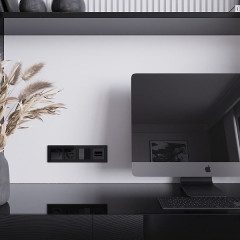 Накладка для двойной розетки Еthernet RJ-45 (черный акрил) W1191148