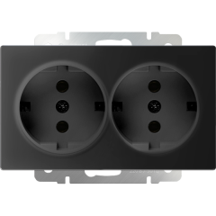 Розетка двойная с заземлением (черный матовый) W1172008