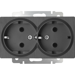 Розетка двойная с заземлением (графит рифленый) W1172004