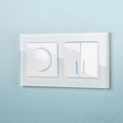 Выключатель  двухклавишный проходной с подсветкой (белый) W1122101