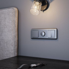 Выключатель двухклавишный проходной (графит рифленый) W1122004