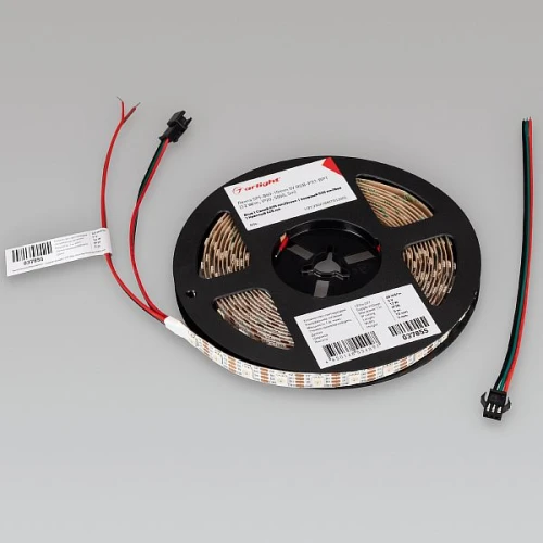 Светодиодная Лента SPI-B60-10mm 5V RGB-PX1-BPT (12 W/m, IP20, 5060, 5m) (Arlight, бегущий огонь)