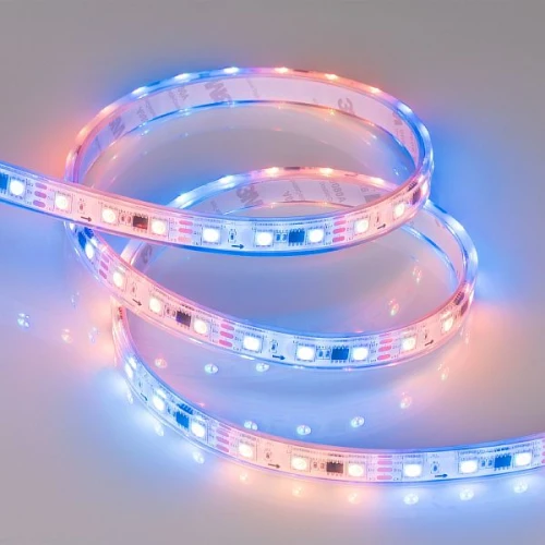 Светодиодная Лента герметичная SPI-P-B60-12mm 12V RGB-PX3 (14.4W/m, IP66, 5060, 5m) (Arlight, бегущий огонь)
