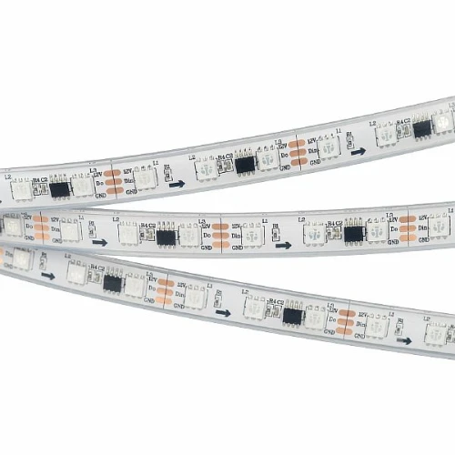 Светодиодная Лента герметичная SPI-P-B60-12mm 12V RGB-PX3 (14.4W/m, IP66, 5060, 5m) (Arlight, бегущий огонь)