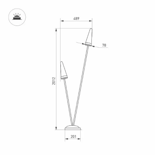 Светильник LGD-CONO-BOLL-H2000-2x7W Warm3000 (DG, 36 deg, 230V) (Arlight, IP65 Металл, 3 года)