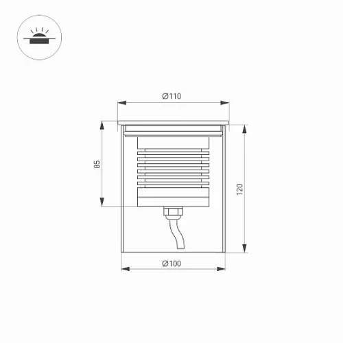 Светильник LTD-GROUND-R110-15W Warm3000 (SL, 20 deg, 230V) (Arlight, IP67 Металл, 3 года)