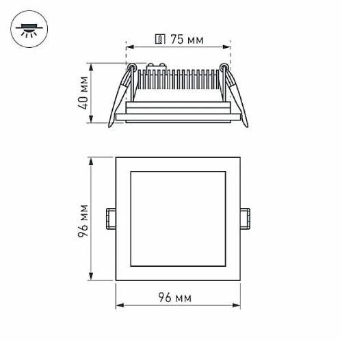 Светодиодная панель LT-S96x96WH 6W Warm White 120deg (Arlight, IP40 Металл, 3 года)