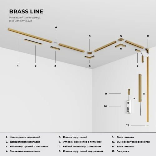 Brass Line Трековый светильник 10W 3000K латунь 85528/01