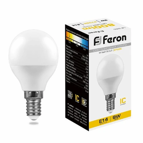 Лампа светодиодная Feron LB-550 Шарик E14 9W 2700K , 25801