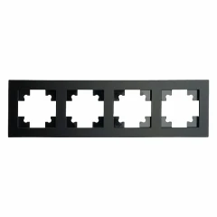 Рамка 4-местная, стекло, STEKKER GFR00-7004-05М, серия Катрин, черный матовый , 49603