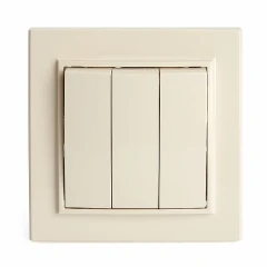 Выключатель 3-клавишный STEKKER  PSW10-9007-02, 250В, 10А, серия Эрна, слоновая кость , 39923